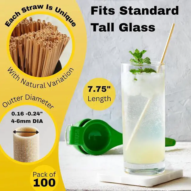 Alt view image 2 of 7 - HAY! Straws® 7.75" Regular Drinking Straws | 100ct Disposable Natural Wheat Stem Straws | Never Soggy, Neutral-Taste | 100% Biodegradable | Alternative to Plastic and Bioplastic Straws