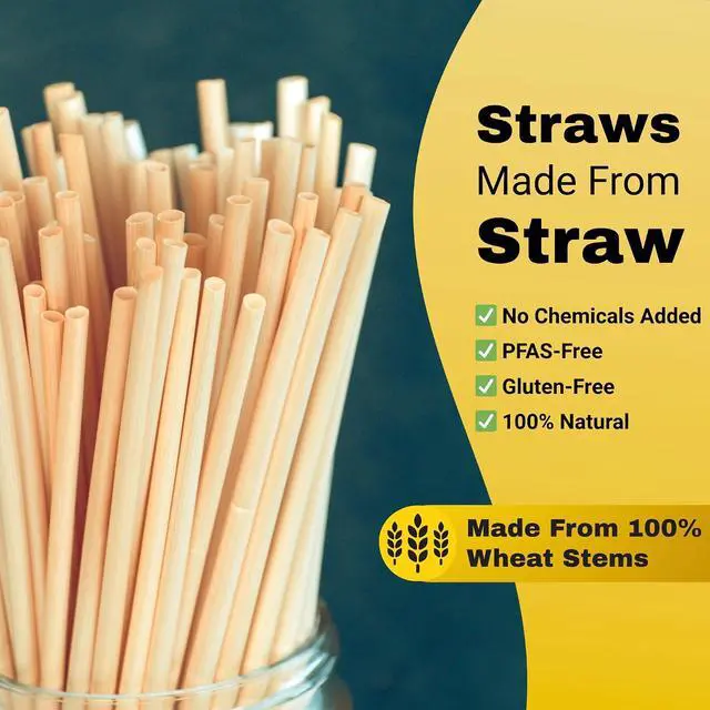 Alt view image 6 of 7 - HAY! Straws® 7.75" Regular Drinking Straws | 100ct Disposable Natural Wheat Stem Straws | Never Soggy, Neutral-Taste | 100% Biodegradable | Alternative to Plastic and Bioplastic Straws