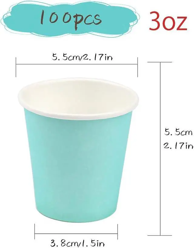 Alt view image 2 of 7 - Wuadua 100 Pack 3 oz Bathroom Paper Cups Blue Small Mouthwash Cups