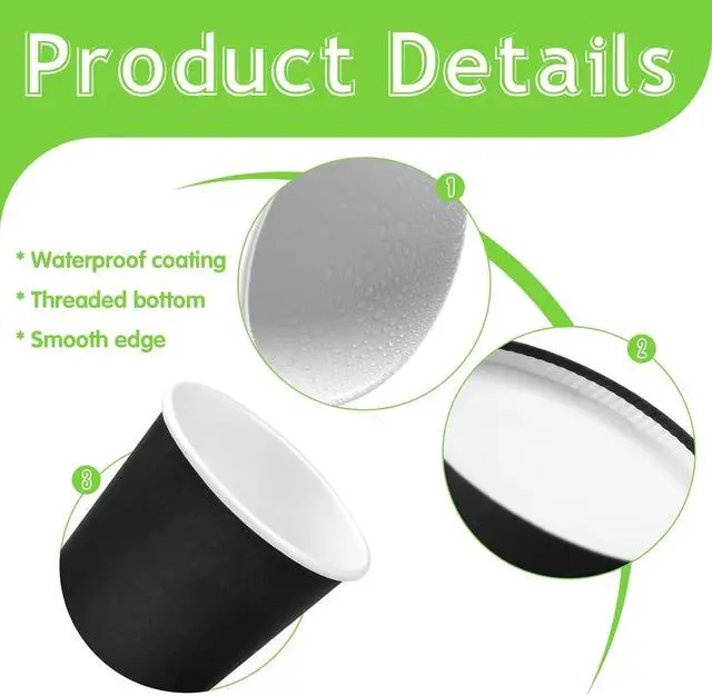 Alt view image 3 of 7 - 50 Pack 8oz Black Paper Cups Disposable Paper Coffee Cups