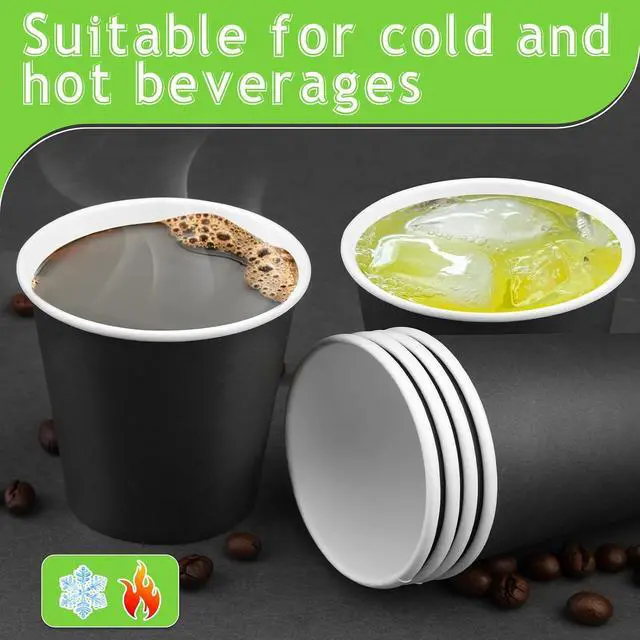 Alt view image 4 of 7 - 50 Pack 8oz Black Paper Cups Disposable Paper Coffee Cups