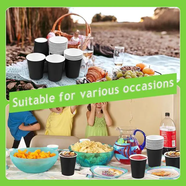 Alt view image 7 of 7 - 50 Pack 8oz Black Paper Cups Disposable Paper Coffee Cups