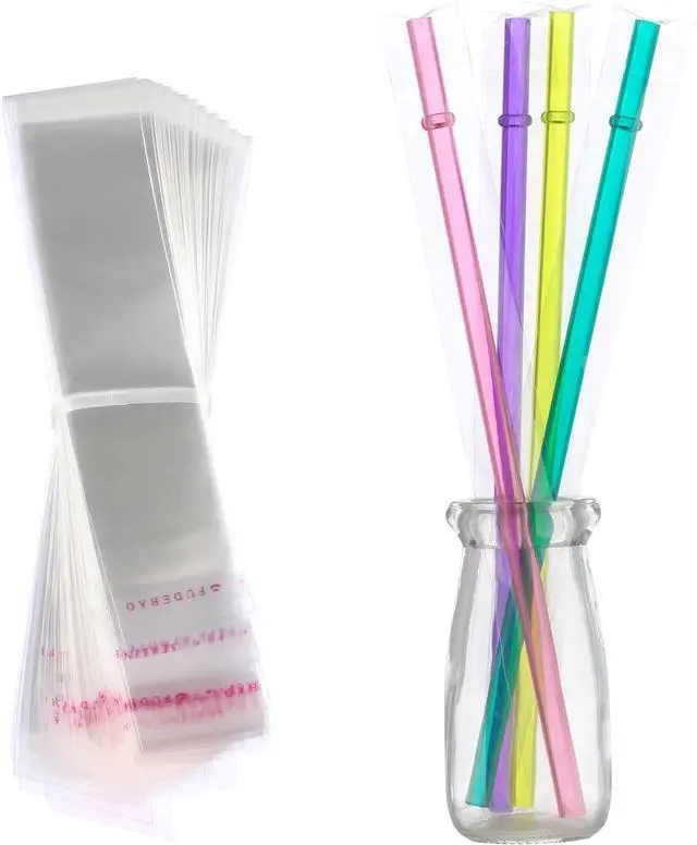 Main image of Dakoufish Straws Carrying bags,Long Self Sealing Cellophane Bags 1x11 Inches 100 Pcs,Clear OPP Poly Bag