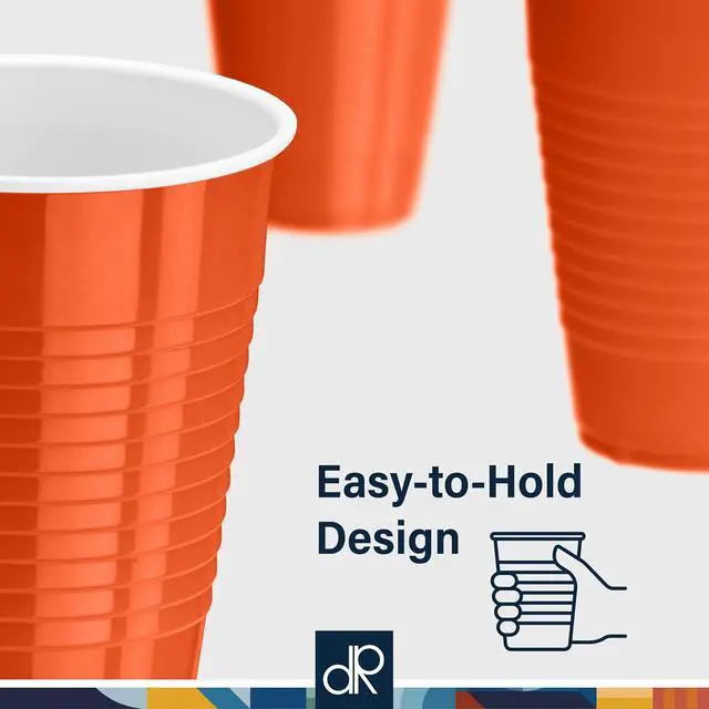 Alt view image 5 of 7 - DecorRack Orange Plastic Cups, 12 oz Disposable Cups, Reusable Party Supplies (40 Count)