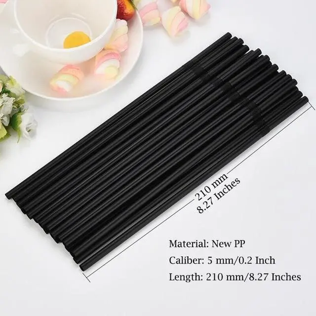 Alt view image 2 of 7 - Flexible Plastic Straws Bendable for Drinking, Diameter 5 MM Length 21 CM (8.27 Inches), 100 PCS, Black, Standard Long