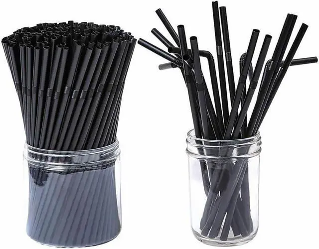 Alt view image 6 of 7 - Flexible Plastic Straws Bendable for Drinking, Diameter 5 MM Length 21 CM (8.27 Inches), 100 PCS, Black, Standard Long