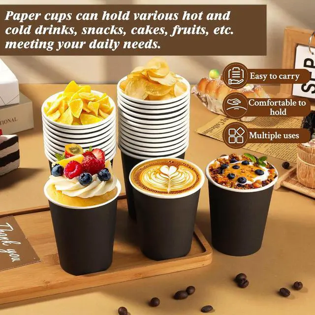Alt view image 4 of 6 - 50 Pack Disposable Paper Cups, 8 Oz Hot/Cold Beverage Drinking Cup