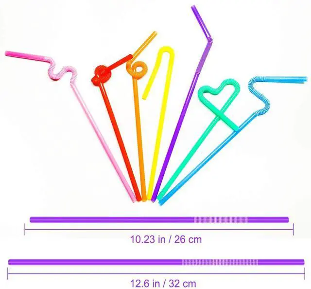 Alt view image 2 of 7 - 200 Pcs Colorful Plastic Long Flexible Straws