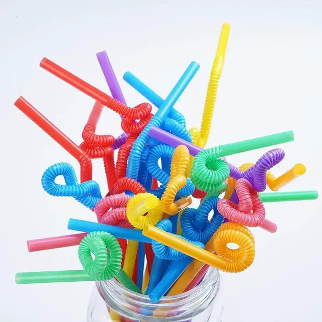 Alt view image 3 of 7 - 200 Pcs Colorful Plastic Long Flexible Straws