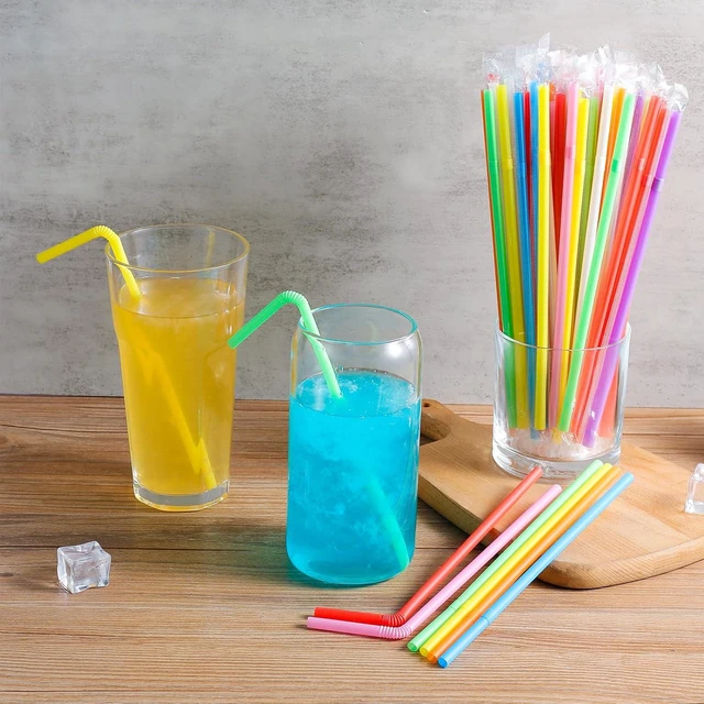 Alt view image 3 of 6 - 100Pcs Disposable Bendy Drinking Straws, 8.26" Long 0.24" Diameter