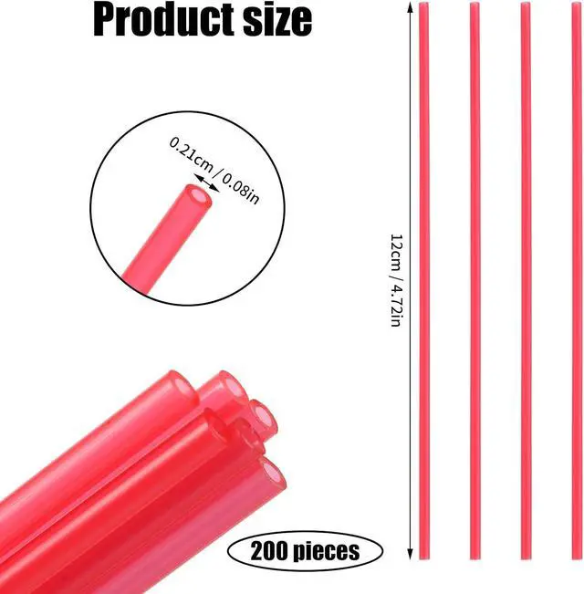 Alt view image 2 of 7 - 200pcs Spray Can Straws, 4.72in Long Red PP Material Nozzle Extension Tubes