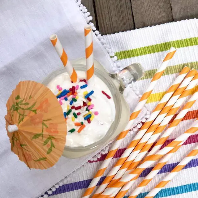 Alt view image 6 of 7 - Striped Paper Straws - Party Supply - Orange and White - 7.75 Inches - 50 Pack - Outside the Box Papers Brand