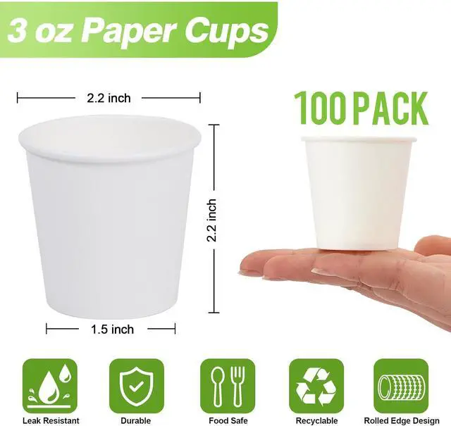 Alt view image 2 of 7 - 3oz Disposable Paper Cups,100 Pack Bathroom Mouthwash Cups(White)