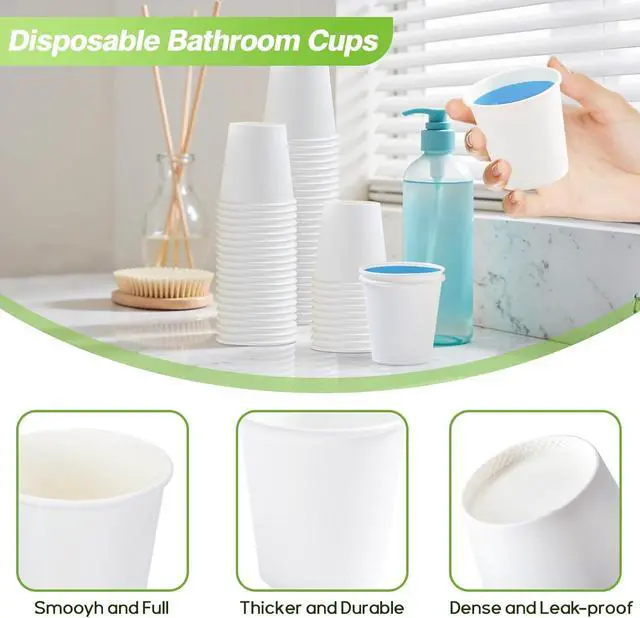 Alt view image 3 of 7 - 3oz Disposable Paper Cups,100 Pack Bathroom Mouthwash Cups(White)