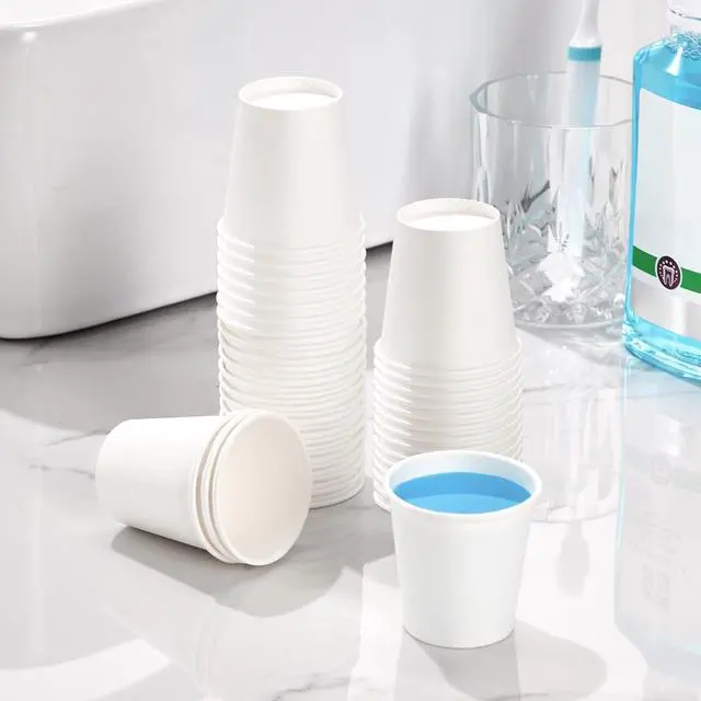 Alt view image 5 of 7 - 3oz Disposable Paper Cups,100 Pack Bathroom Mouthwash Cups(White)
