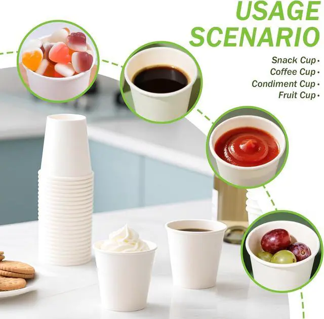 Alt view image 4 of 7 - 3oz Disposable Paper Cups,100 Pack Bathroom Mouthwash Cups(White)