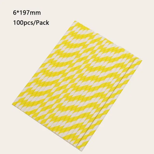Alt view image 2 of 7 - YAOSHENG Yellow Paper Straws, 100 Pack Biodegradable Disposable Drinking Straws for Party