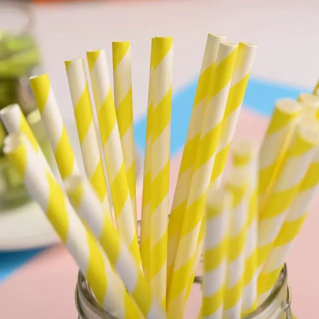 Alt view image 4 of 7 - YAOSHENG Yellow Paper Straws, 100 Pack Biodegradable Disposable Drinking Straws for Party