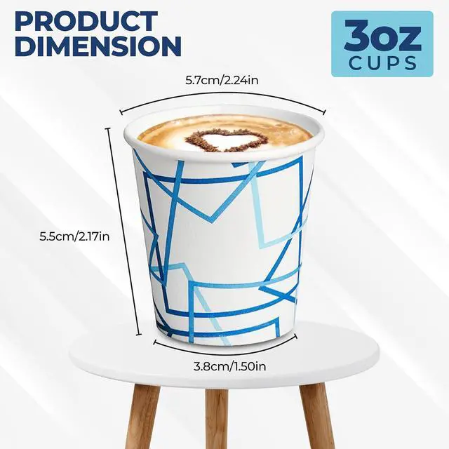 Alt view image 2 of 7 - HOUZZKINGZ USA 3 oz Bathroom Cups Mouthwash Cups | 100 Small Paper Cups Bulk Disposable 3oz Mini Small Tiny Coffee Cups Leak Free, Food Safe, Tightly Rolled Lip Paper Cup