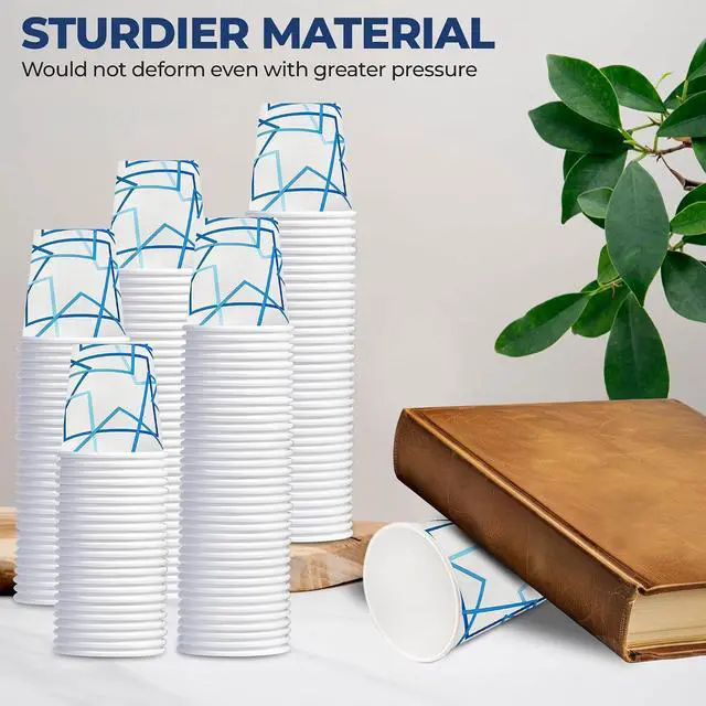 Alt view image 4 of 7 - HOUZZKINGZ USA 3 oz Bathroom Cups Mouthwash Cups | 100 Small Paper Cups Bulk Disposable 3oz Mini Small Tiny Coffee Cups Leak Free, Food Safe, Tightly Rolled Lip Paper Cup