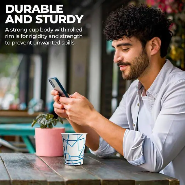Alt view image 7 of 7 - HOUZZKINGZ USA 3 oz Bathroom Cups Mouthwash Cups | 100 Small Paper Cups Bulk Disposable 3oz Mini Small Tiny Coffee Cups Leak Free, Food Safe, Tightly Rolled Lip Paper Cup