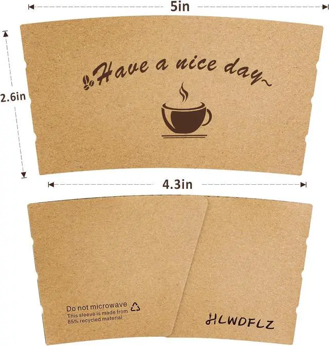Alt view image 2 of 7 - Kraft Paper Coffee Cup Sleeves 50 Packs - Coffee Sleeves, Disposable Corrugated Cup Sleeves Holder for Protective Hot and Cold Insulation, Fits 10, 12, 16, 20 oz Paper Cups (Cup Not Included)