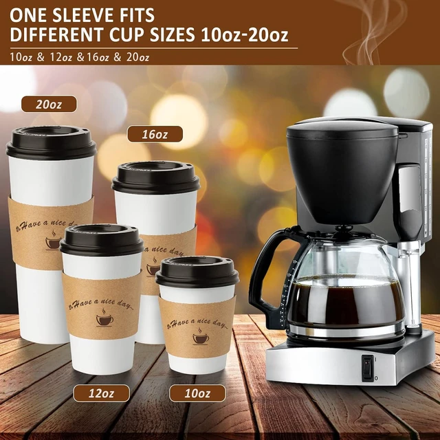 Alt view image 4 of 7 - Kraft Paper Coffee Cup Sleeves 50 Packs - Coffee Sleeves, Disposable Corrugated Cup Sleeves Holder for Protective Hot and Cold Insulation, Fits 10, 12, 16, 20 oz Paper Cups (Cup Not Included)