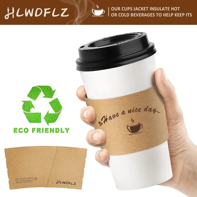 Alt view image 3 of 7 - Kraft Paper Coffee Cup Sleeves 50 Packs - Coffee Sleeves, Disposable Corrugated Cup Sleeves Holder for Protective Hot and Cold Insulation, Fits 10, 12, 16, 20 oz Paper Cups (Cup Not Included)