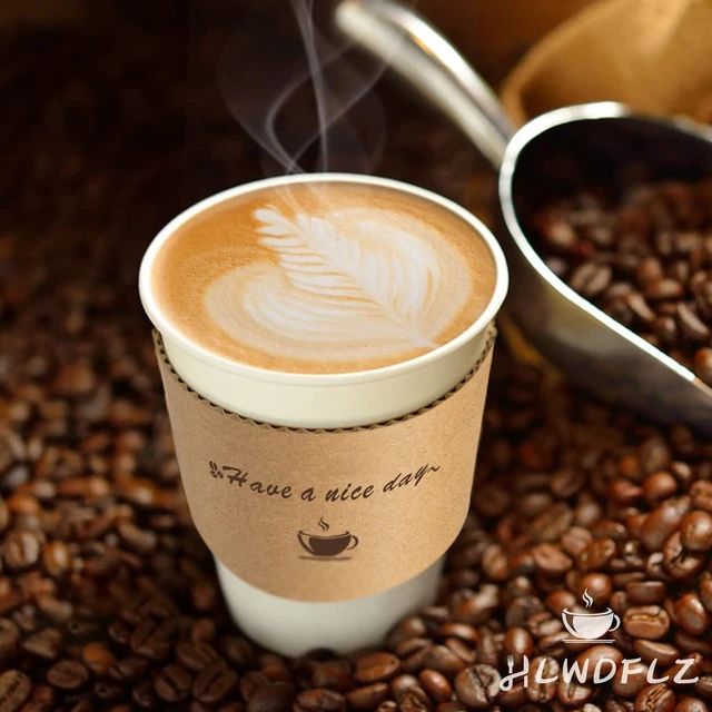 Alt view image 6 of 7 - Kraft Paper Coffee Cup Sleeves 50 Packs - Coffee Sleeves, Disposable Corrugated Cup Sleeves Holder for Protective Hot and Cold Insulation, Fits 10, 12, 16, 20 oz Paper Cups (Cup Not Included)