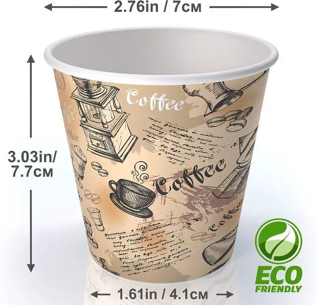 Alt view image 2 of 7 - 6 oz Paper Cups for Coffee and Tea - Decorated Office Disposable Water Paper Cups