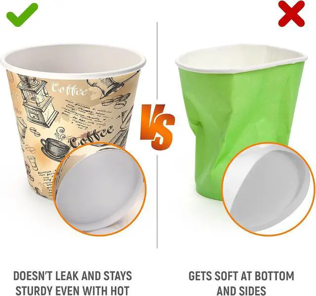 Alt view image 4 of 7 - 6 oz Paper Cups for Coffee and Tea - Decorated Office Disposable Water Paper Cups