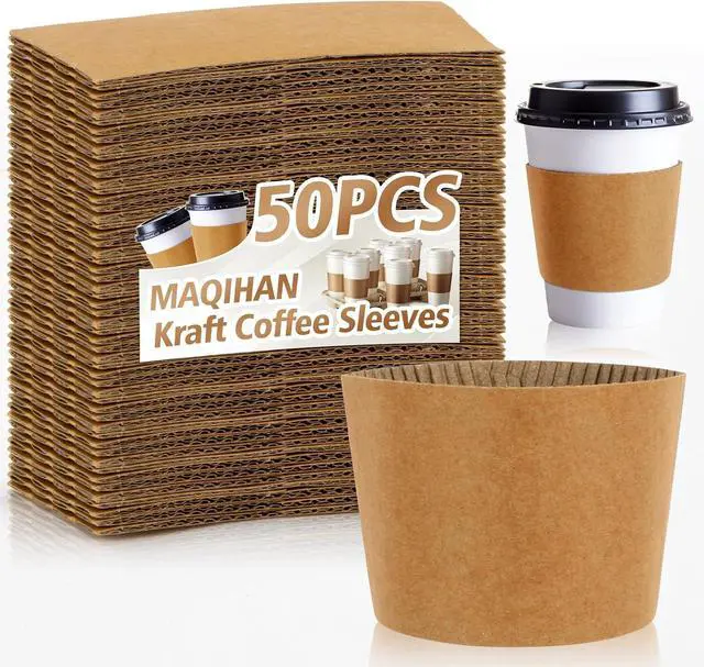 Main image of MAQIHAN 50PCS Coffee Cup Sleeves - Coffee Sleeve Disposable for Hot Drinks