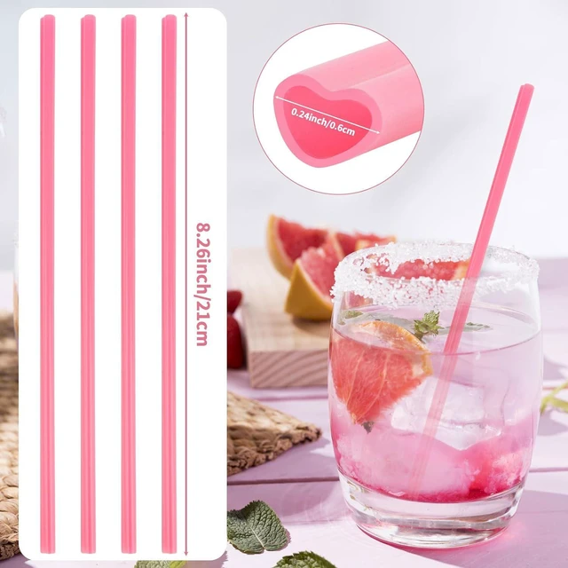 Alt view image 2 of 7 - Hooqict 50pcs Pink Heart Shaped Straws Cute Plastic Drinking Heart Straws Disposable for Valentines Day, Galentines Day Decorations, Wedding, Bachelorette, Birthday, Bridal Shower, Pink Party Supplies