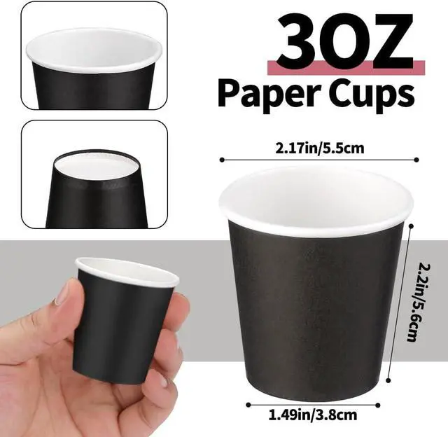 Alt view image 2 of 7 - Mnuizu 50 Pack 3 oz Paper Cups, Disposable Bathroom Cups, Mouthwash Cups, Small Paper Cups Ideal for Bathroom, Party, Picnic etc. (Black)