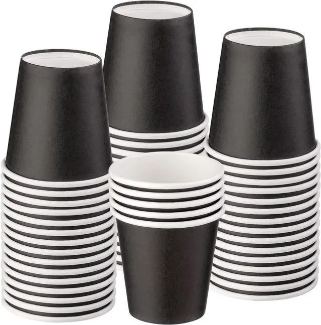 Main image of Mnuizu 50 Pack 3 oz Paper Cups, Disposable Bathroom Cups, Mouthwash Cups, Small Paper Cups Ideal for Bathroom, Party, Picnic etc. (Black)