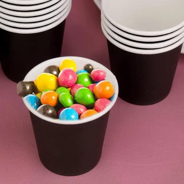 Alt view image 4 of 7 - Mnuizu 50 Pack 3 oz Paper Cups, Disposable Bathroom Cups, Mouthwash Cups, Small Paper Cups Ideal for Bathroom, Party, Picnic etc. (Black)