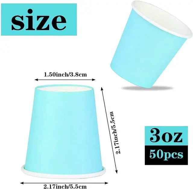 Alt view image 2 of 6 - 3 oz Bathroom Cups, 50 Pack Small Paper Cups Bathroom Cups Blue
