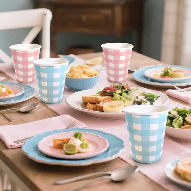 Alt view image 4 of 7 - Light Blue and Pink Paper Cups Disposable 9 Oz
