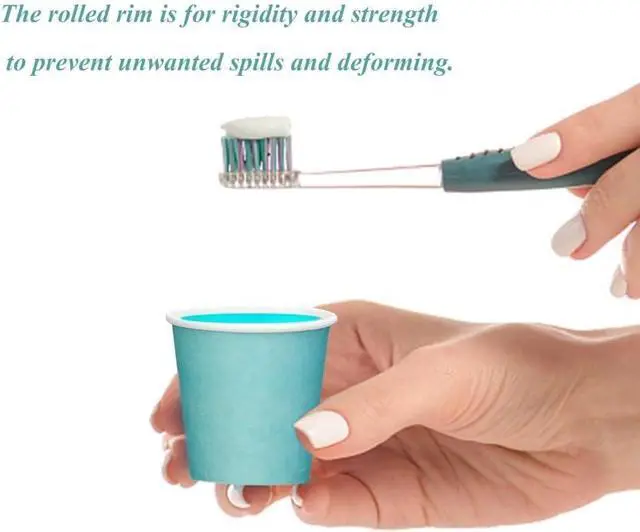 Alt view image 4 of 6 - 3 oz Bathroom Cups, 50 Pack Small Paper Cups Bathroom Cups Blue