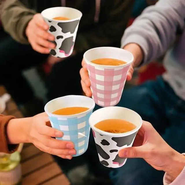 Alt view image 6 of 7 - Light Blue and Pink Paper Cups Disposable 9 Oz
