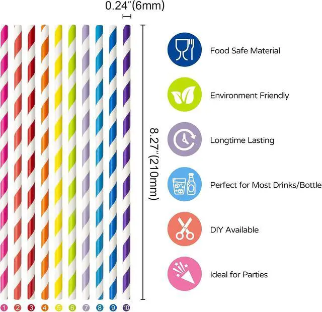 Alt view image 2 of 7 - PakTalk 100 Pack Striped Paper Straws