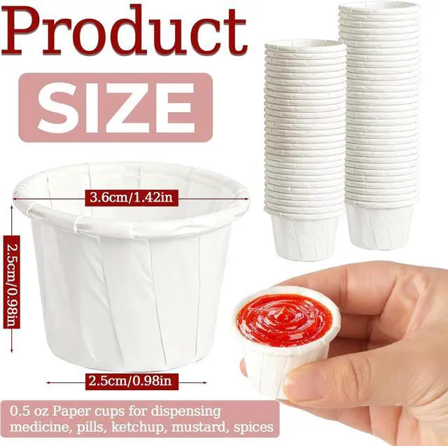 Alt view image 2 of 7 - GGOLDMER 300 Pack 0.5 oz Disposable Paper Souffle Medicine Cups, 1/2 Ounce Small Paper Portion Cups for Pills, Tasting Sample, Food Services, Dessert, Condiments, Sauce