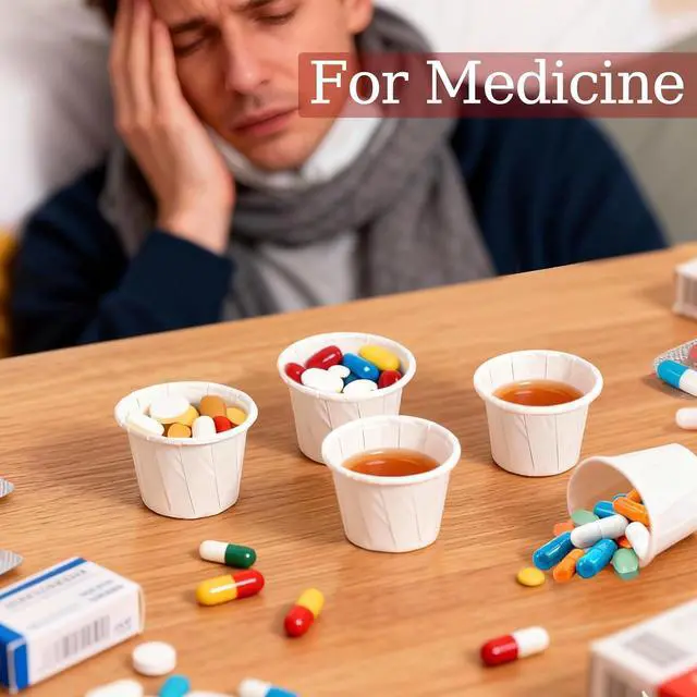 Alt view image 4 of 7 - GGOLDMER 300 Pack 0.5 oz Disposable Paper Souffle Medicine Cups, 1/2 Ounce Small Paper Portion Cups for Pills, Tasting Sample, Food Services, Dessert, Condiments, Sauce
