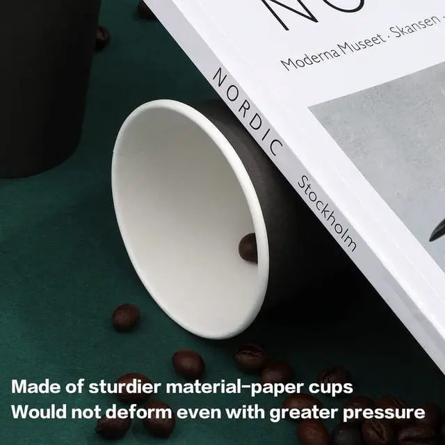 Alt view image 4 of 7 - 8 Oz Paper Cups, 50 Pack Paper Coffee Cups, Disposable Cups-Black