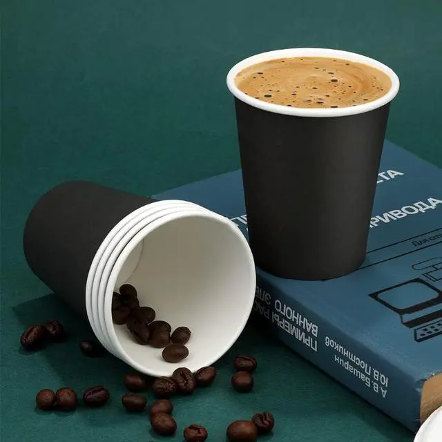 Alt view image 6 of 7 - 8 Oz Paper Cups, 50 Pack Paper Coffee Cups, Disposable Cups-Black