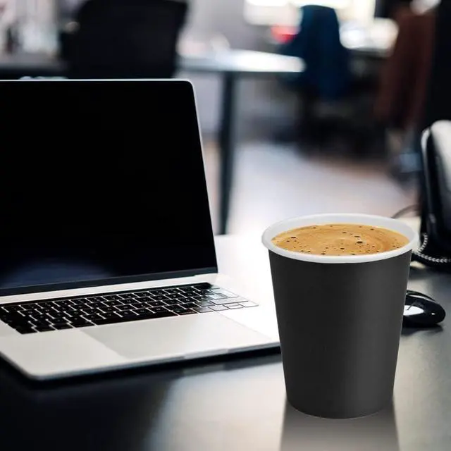 Alt view image 7 of 7 - 8 Oz Paper Cups, 50 Pack Paper Coffee Cups, Disposable Cups-Black