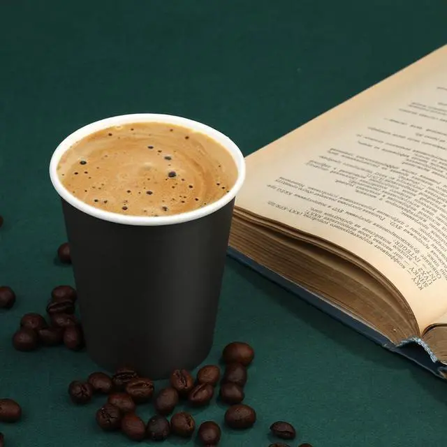 Alt view image 5 of 7 - 8 Oz Paper Cups, 50 Pack Paper Coffee Cups, Disposable Cups-Black