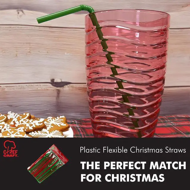 Alt view image 5 of 6 - Chef Craft Select Plastic Flexible Christmas Straws, 8 inch 100 Piece Set, Green/Red
