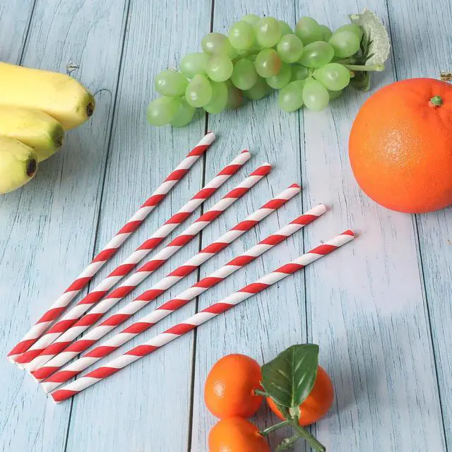 Alt view image 7 of 7 - 100 Pieces Disposable Red Striped Paper Straws,Party Decorative Straw Cocktail Drinking Straws Bulk for Drinking Crafts Birthday Wedding Party Decorations Supplies