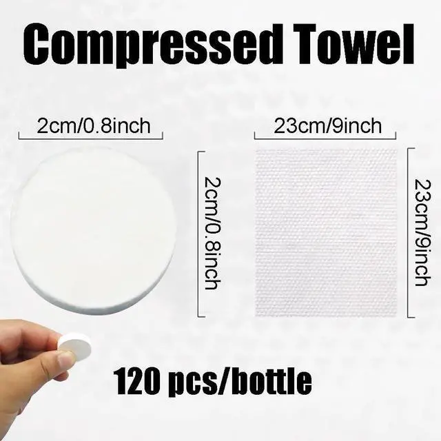 Alt view image 2 of 7 - icepac 120 Pcs Compressed Towels, Camping, Disposable Face Compressed Towels, Magic Towel, Compressed Towel for Travel, Camping,Hiking (8x9in) (White 120)